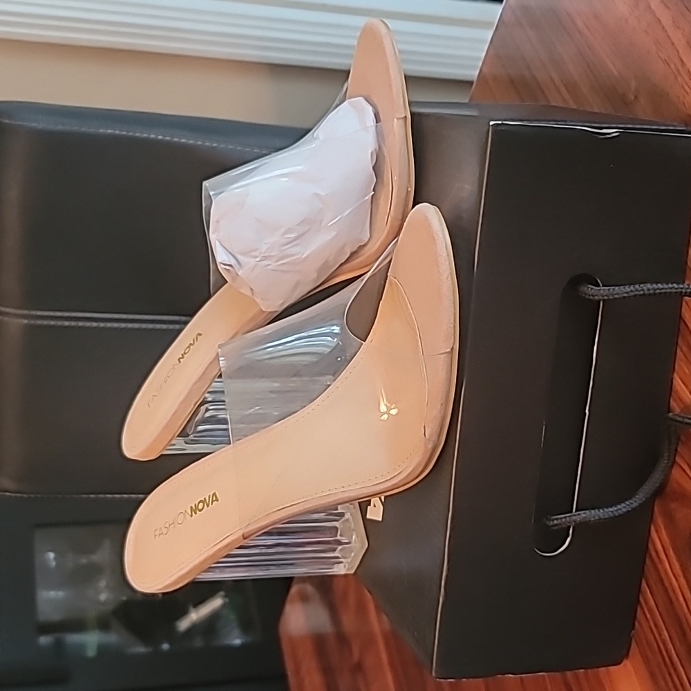 Fashion Nova Transparent and Nude Heels - Picture 2 of 5